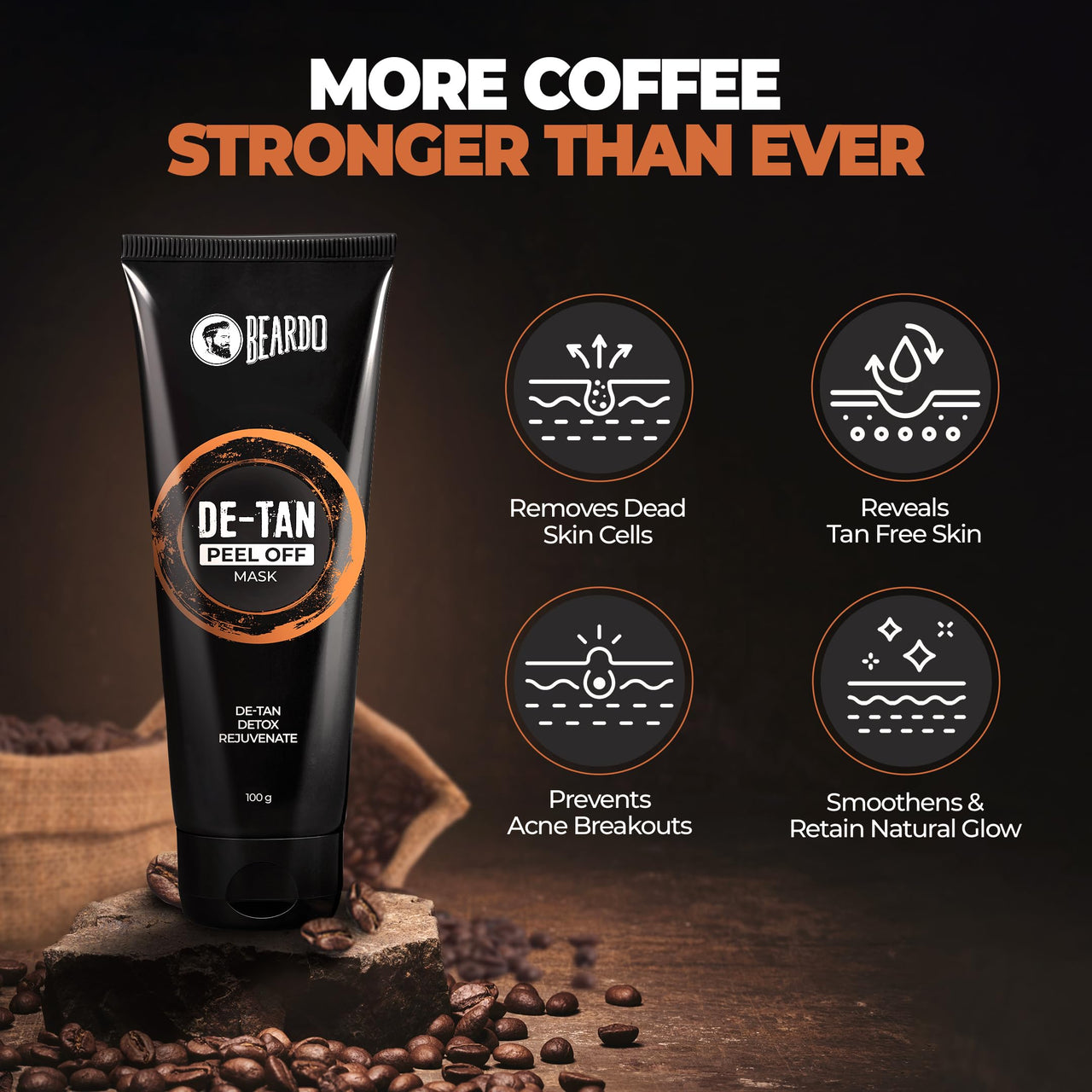 Beardo Detan Combo For Men (Set of 3) | Detan Face Wash & Detan Scrub & Peel Off Mask with Powerful Coffee Extract for Tan Removal | Hydrates & Exfoliates Men's  Skin for Oil Control