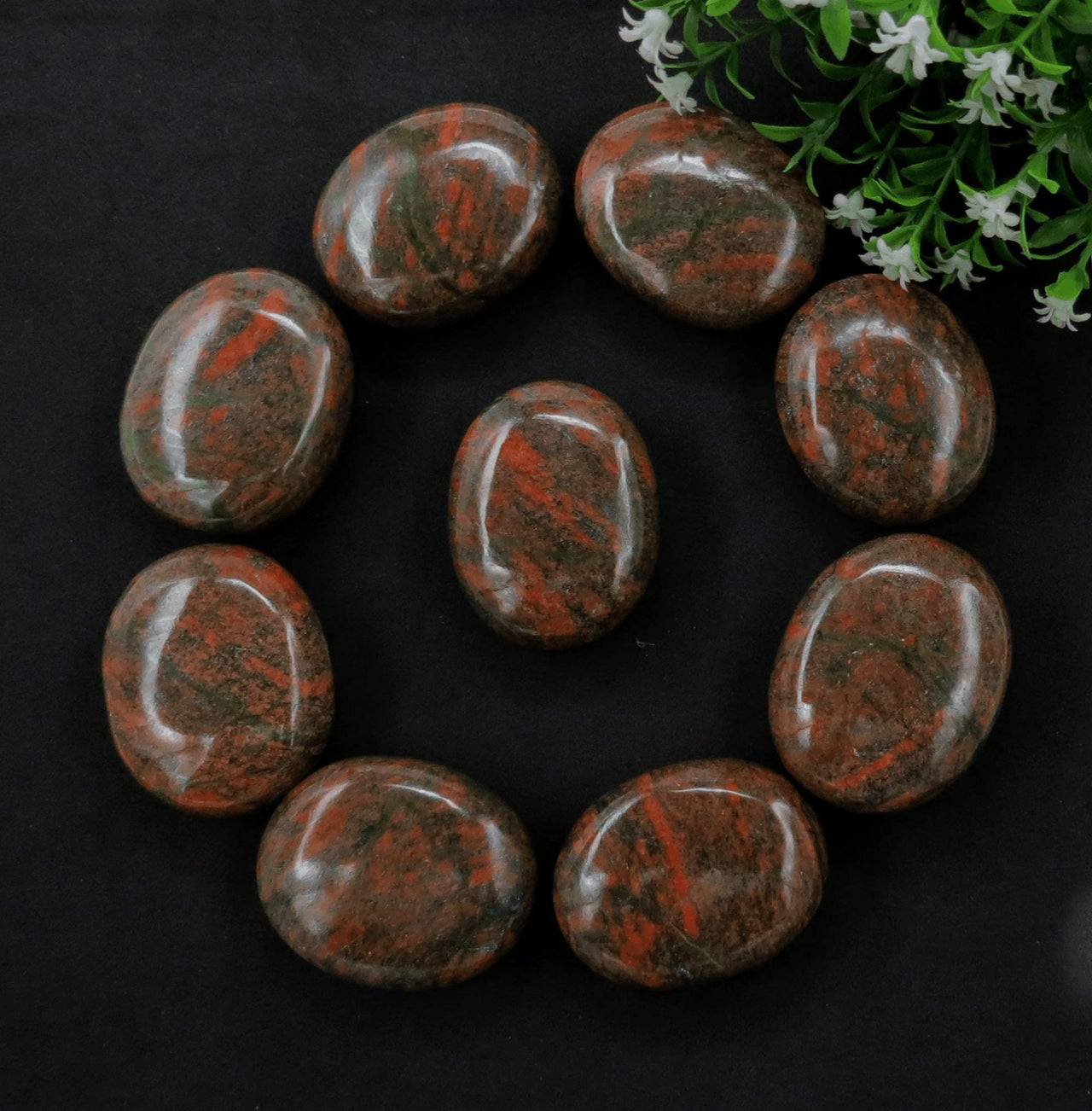 Unakite Palm Stone - Pocket Massage Worry Stone for Natural Body Chakra Balancing, Reiki Healing and Crystal Grid Unakite