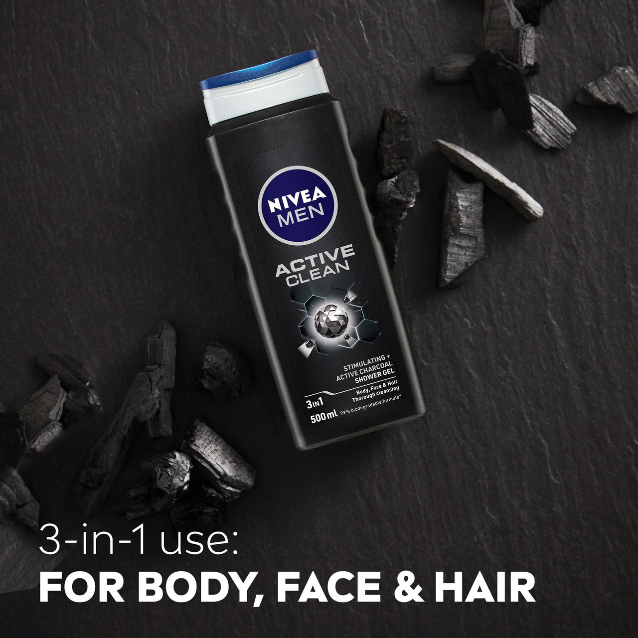 NIVEA MEN Active Clean Shower Gel,500 ml (Pack of 3)