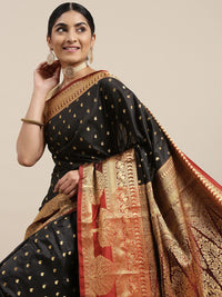Pandadi Saree Women's  Banarasi Silk Saree With Unstitched Blouse Piece
