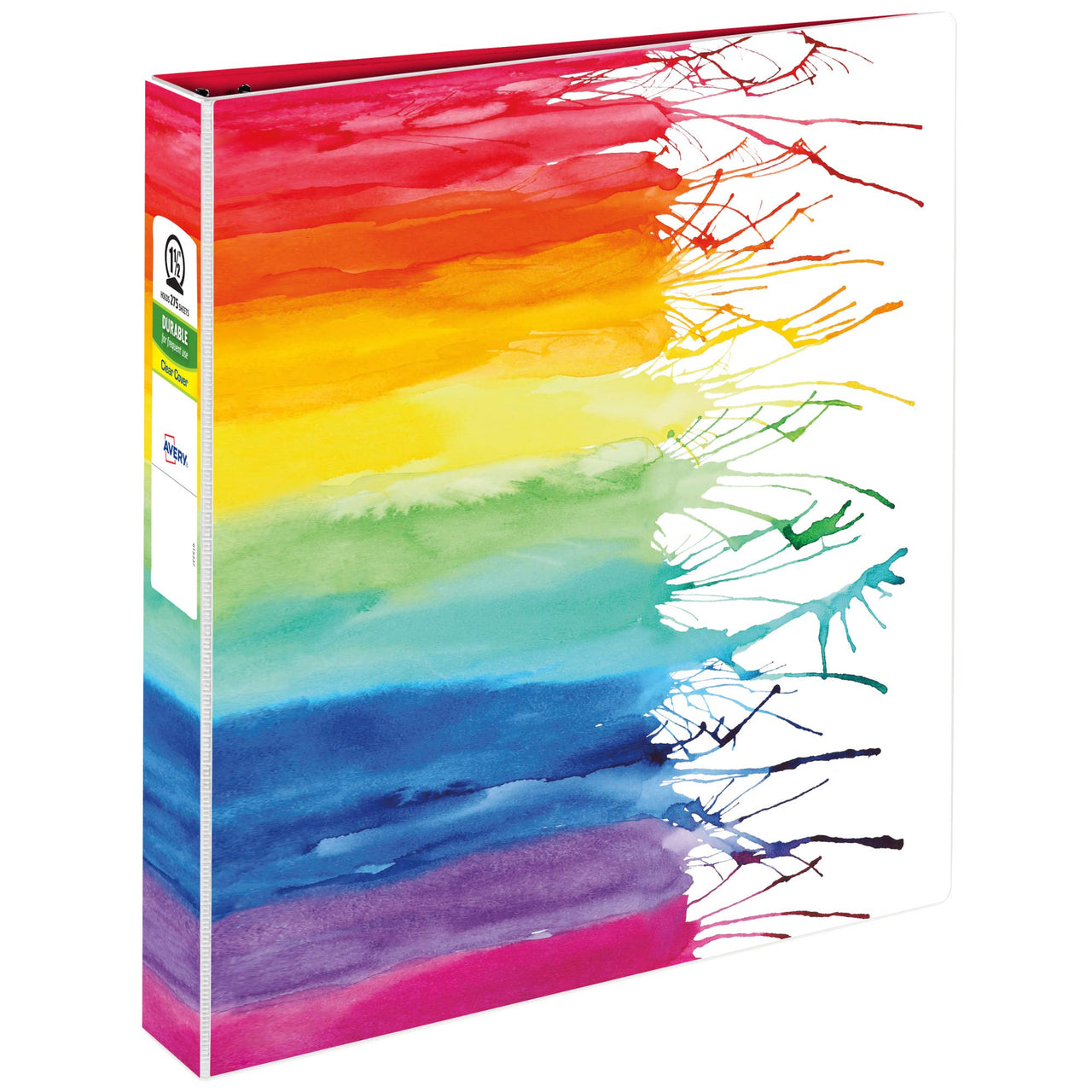 Avery + Amy Tangerine Designer Collection Binder, 1.5 Inch Round Rings, 275-Sheet Capacity, Watercolor Rainbow (28347) 1.5" 1 pack
