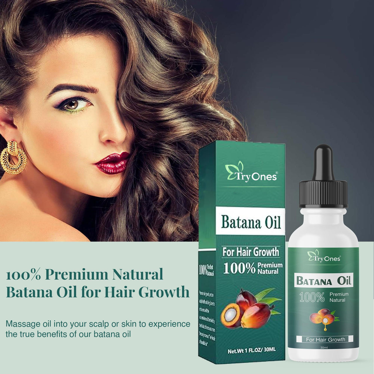 TryOnes Professional Hair Serum for Frizzy Hair||Serum for Women & Men||All Hair Types for Frizz-free, Smooth & Glossy Hair||Batana Hair Oil Serum_30ML