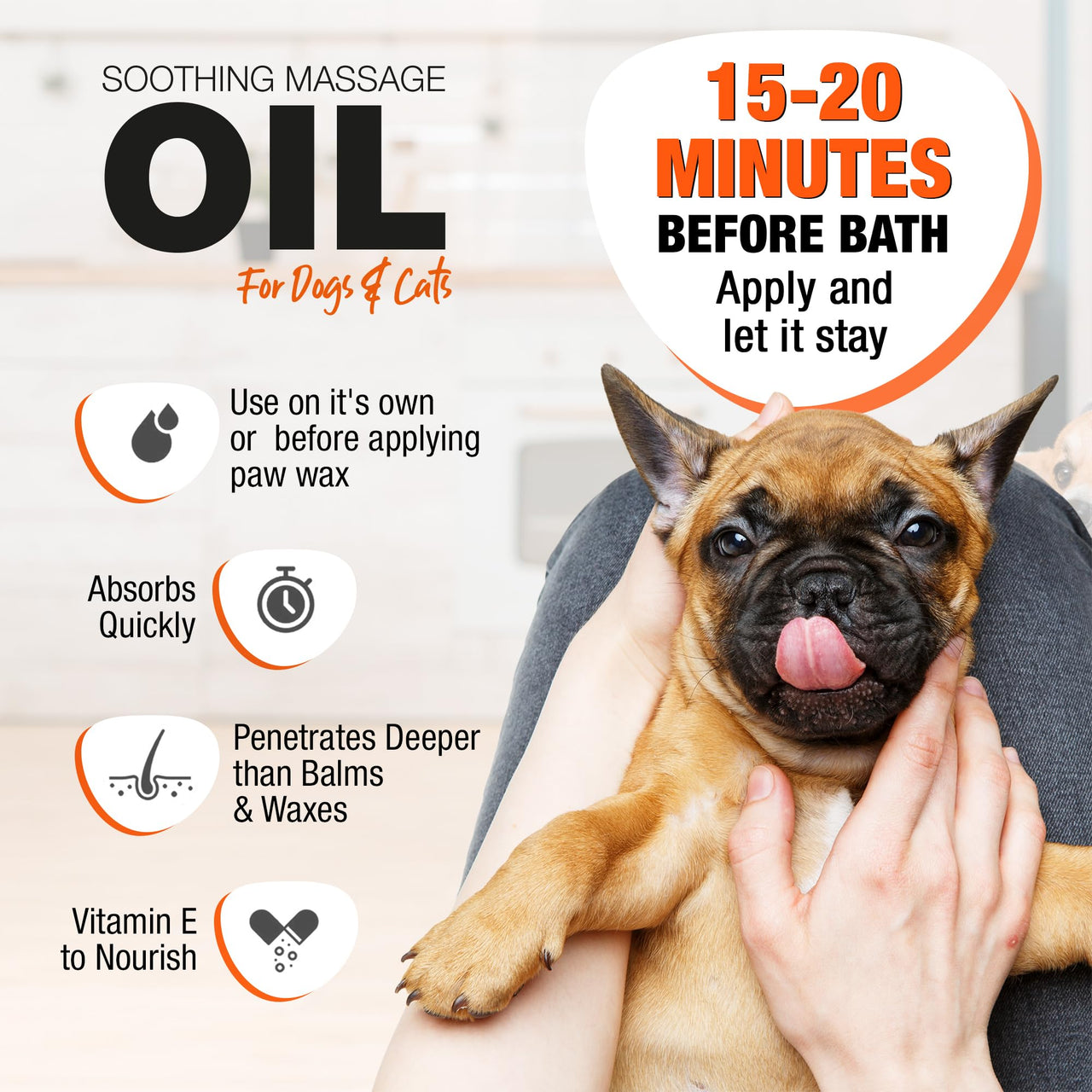 Wagging Tails Soothing Massage Pets Oil- 200ml for Dogs, Cats and Pet with Vitamin E | Natural Oil use to Controls Hair Fall & Improves Coat Shine and Softness