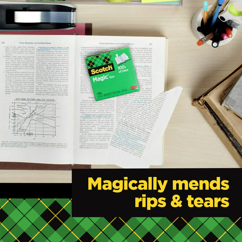 Scotch Magic Tape, Invisible, Home Office Supplies and Back to School Supplies for College and Classrooms, 2 Rolls