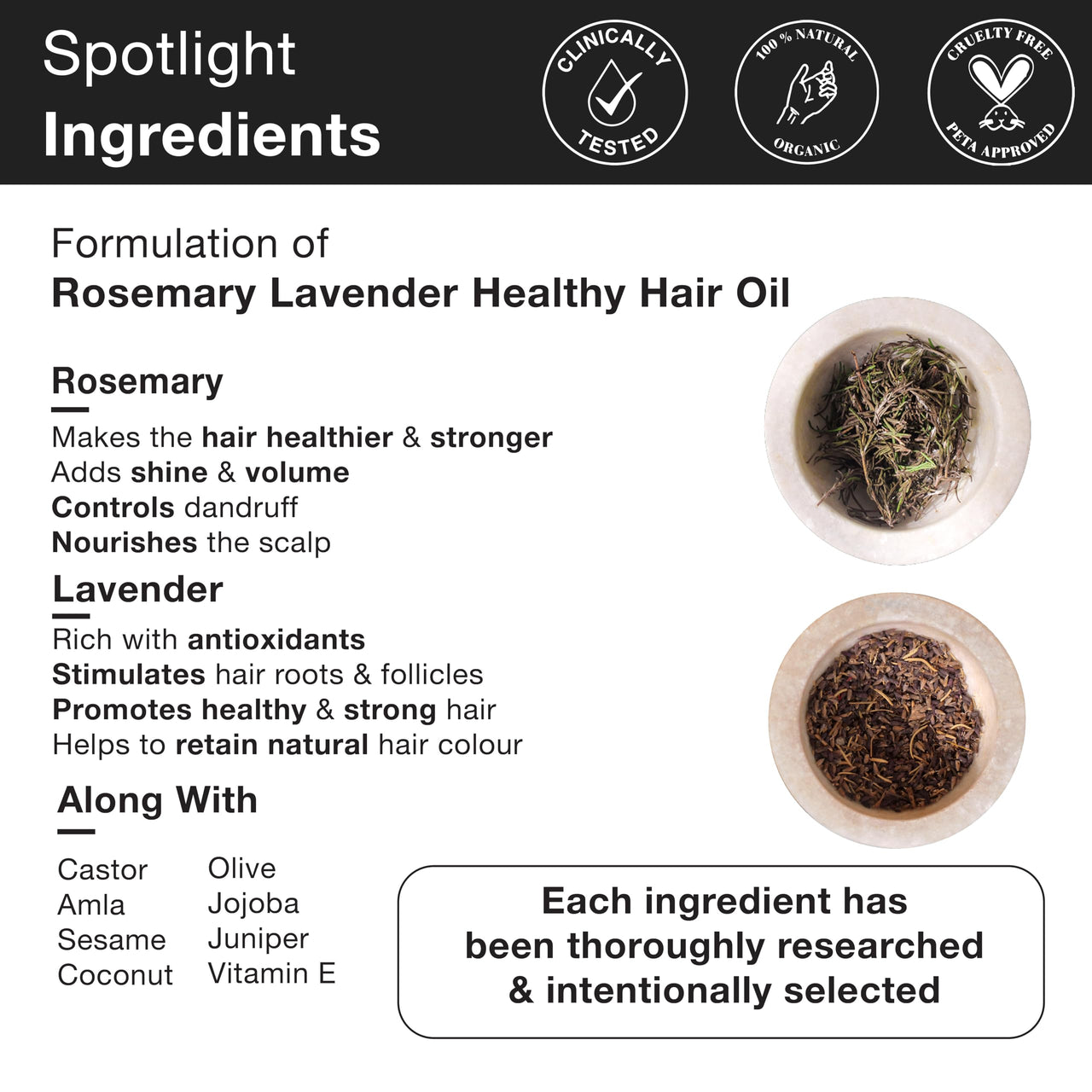 Soulflower Rosemary Lavender Hair Oil For Hair Growth, Hair Fall Control, Healthy Scalp, Long Hair, Rosemary, Lavender, Castor|100% Pure, Natural, Organic, Clinically Proven for Hair Growth, 120ml