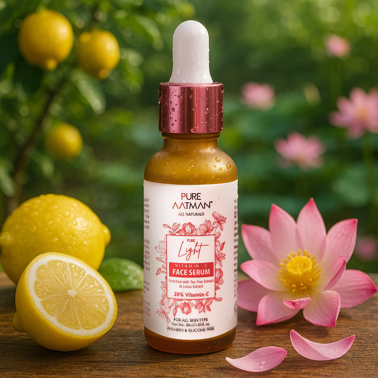 Pure Aatman Tea Tree Face Serum with 20% Vitamin C Effective with & Lotus Oil for Glowing Skin, Pigmentation, Acne Control, Dark Spot Reduction & Anti-Aging Only Natural Ingredient Used For Both Men & Women