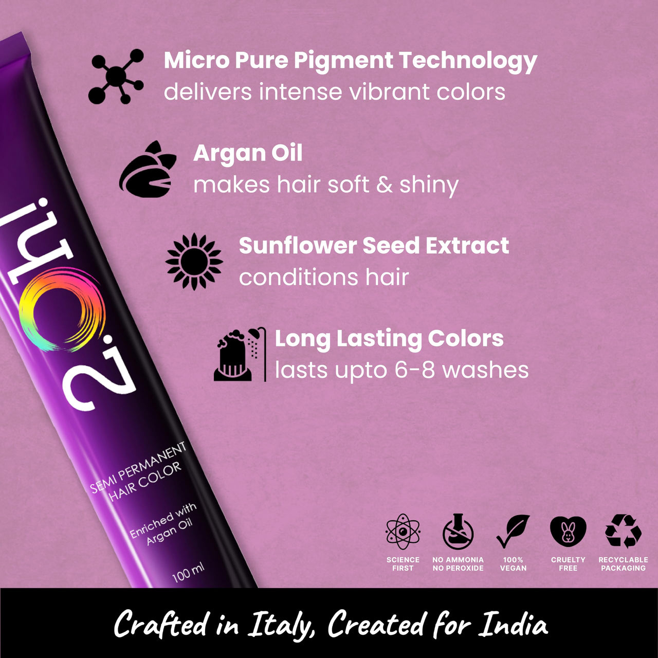 2.Oh! Italian- Pastel Pink Hair Color For Women & Men | Ammonia-Free DIY Semi Permanent Hair Color | Enriched with Argan Oil | Lasts upto 6-8 Washes | Pack of 2