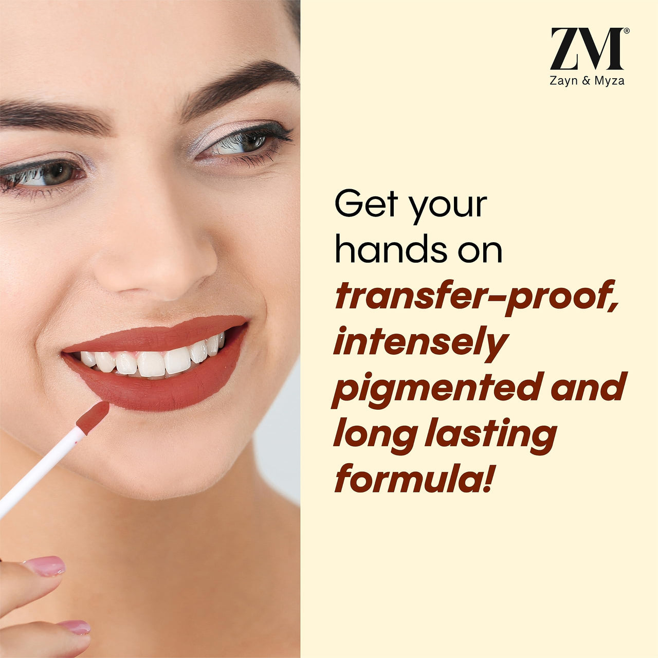 ZM Stay Matte Transfer-proof Lip Color | Matte Texture | Liquid Lipstick | Waterproof and Smudgeproof | Cruelty-free, 6 ML (Mochachino)