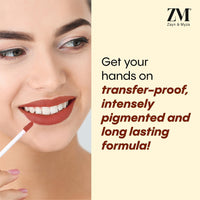 ZM Stay Matte Transfer-proof Lip Color | Matte Texture | Liquid Lipstick | Waterproof and Smudgeproof | Cruelty-free, 6 ML (Mochachino)