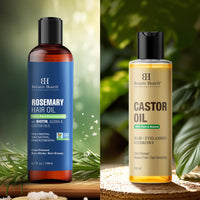 Botanic Hearth Castor Hair Oil, 150 ml & Rosemary Hair Oil, 198 ml Combo Set – Nourishing Hair Treatment for Strengthening, Growth & Scalp Care – 100% Pure & Natural Oils