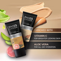 FACESCANADA All Day Hydra Matte Foundation|3-In-1 Foundation + Moisturizer + Spf 30|24 Hr Aloe Hydration & Vitamin C|10Hr Long Wear|Medium To High Buildable Coverage|Medium Natural 022|25Ml - Cream