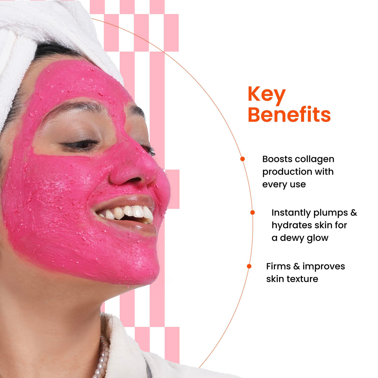 Foxtale Cherry-Collagen Whipped Clay Mask | Vegan Collagen + Glycolic Acid + PHA + Cherry Beads | Hydrates, Plumps & Firms Skin | Detoxifies Pores, Brightens & Smooths Dull, Uneven Skin | 75g