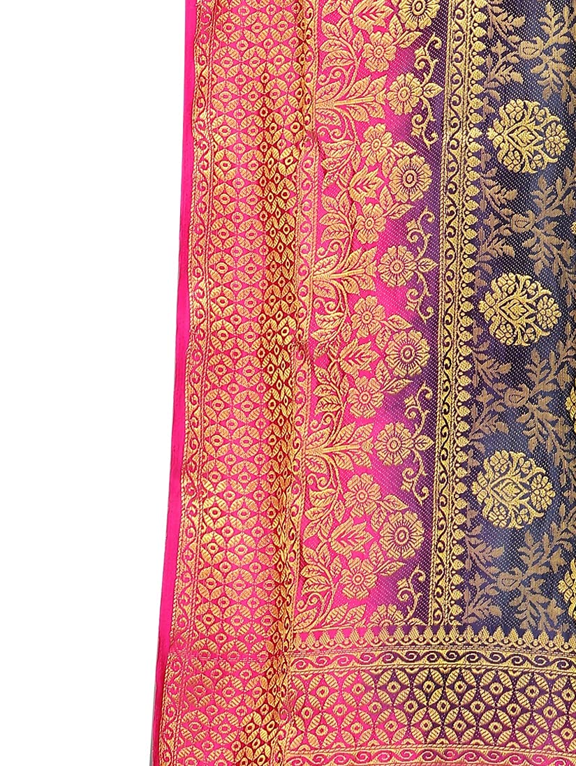 iZibra Women's  Pure Kanjivaram Silk Sraee Kanchipuram Pattu Sarees With Blouse Piece