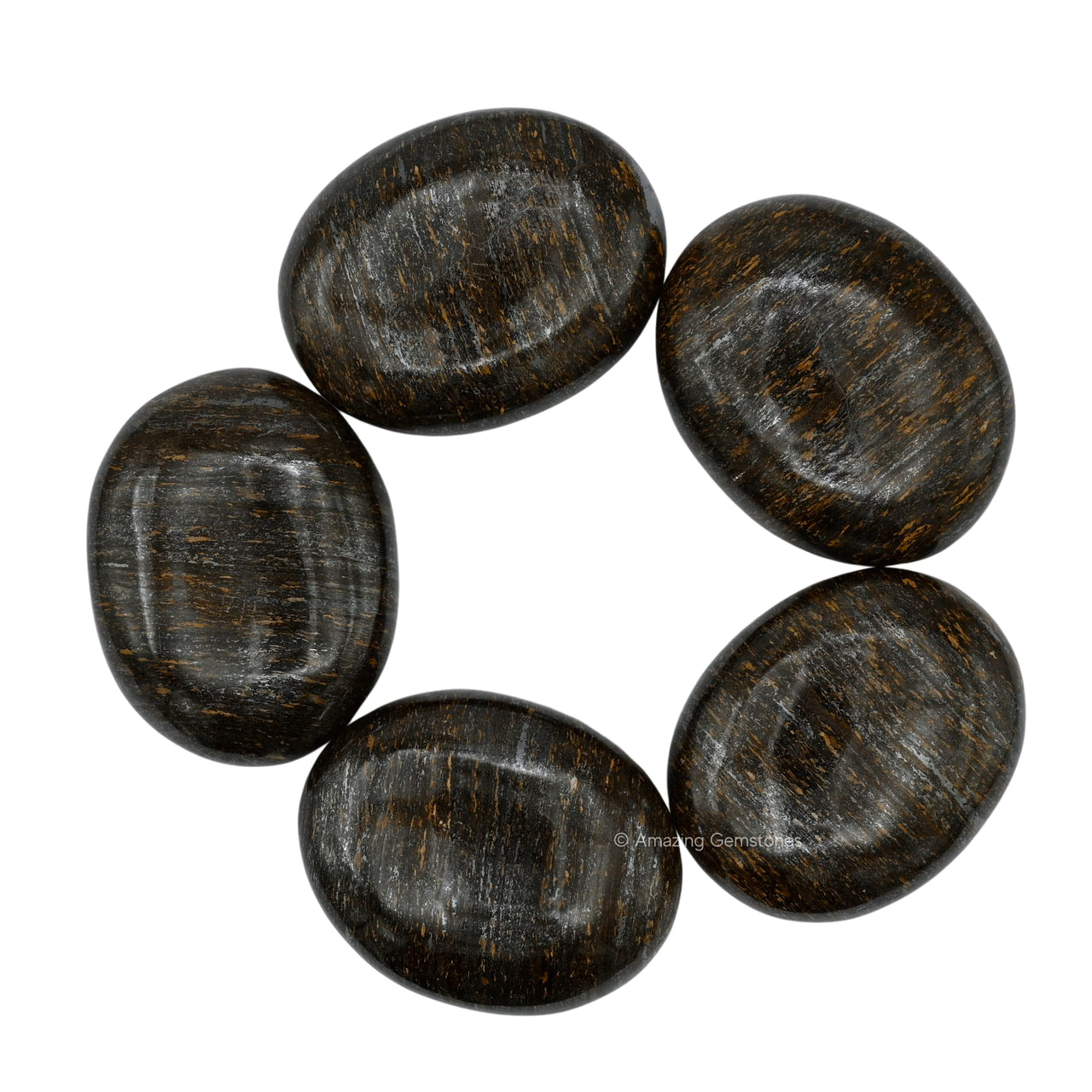 Bronzite Palm Stone - Pocket Massage Worry Stone for Natural Body Chakra Balancing, Reiki Healing and Crystal Grid Bronzite