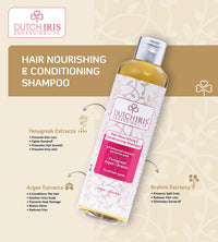Dutch Iris Hair Nourishing & Conditioning Shampoo | Fenugreek, Argan Oil & Brahmi Blend | Paraben & SLS Free | Deep Hydration & Frizz Control | Natural Care for All Hair Types | 250ml I For Women & Men | 250ml