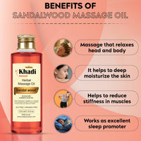 Khadi Omorose Sandalwood Massage Oil With Almond, Jojoba, Wheatgerm Olive, Sesame, Vitamin E Oil, 210 Ml