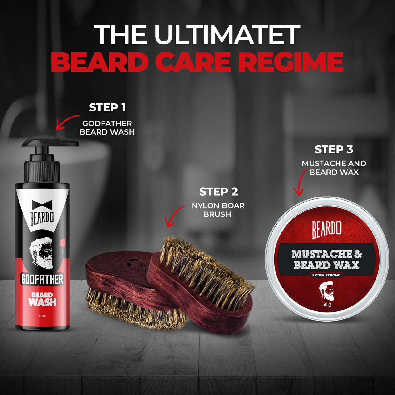 Beardo Godfather Beard Wash for men (100ml x 2) | Aromatic, Woody Scent | Purifying & Hydrating Beard and Skin Cleaner with Avocado Oil, Argan Oil | Beard Shampoo for Clean & Healthy Beard