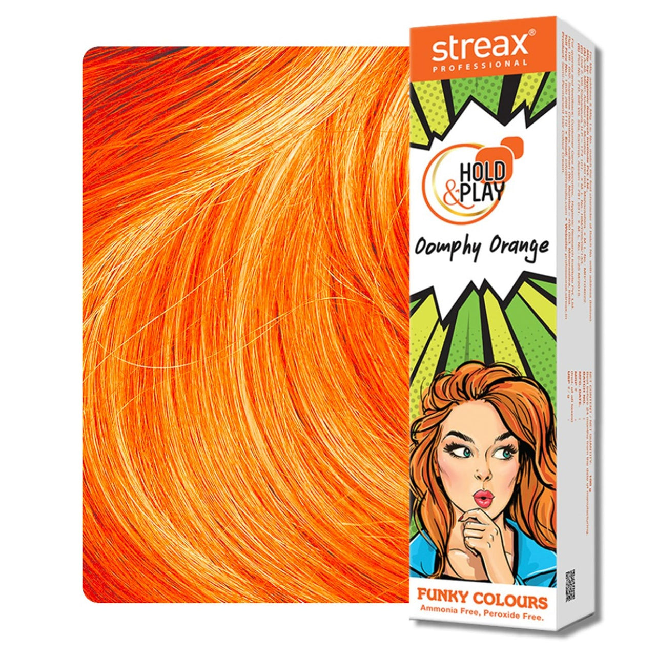 Streax Professional Hold & Play Funky Colour, Oomphy Orange, 100g | Orange Hair Colour I Vibrant Semi-Permanent Hair Colour | Ammonia Free, Peroxide Free