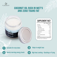 CARAWAY Virgin Coconut Oil - 250 ml | Cold Pressed Coconut Oil for Cooking, Hair Care and Baby Massage | FSSAI Certified | Rich in MCT's| Ayurveda Oil Pulling