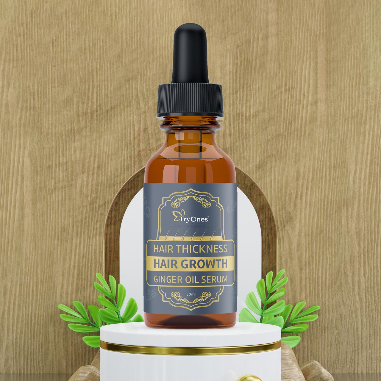 TryOnes Professional Hair Serum for Frizzy Hair||Serum for Women & Men||All Hair Types for Frizz-free, Smooth & Glossy Hair||Hair Growth Ginger Oil Serum_30ML