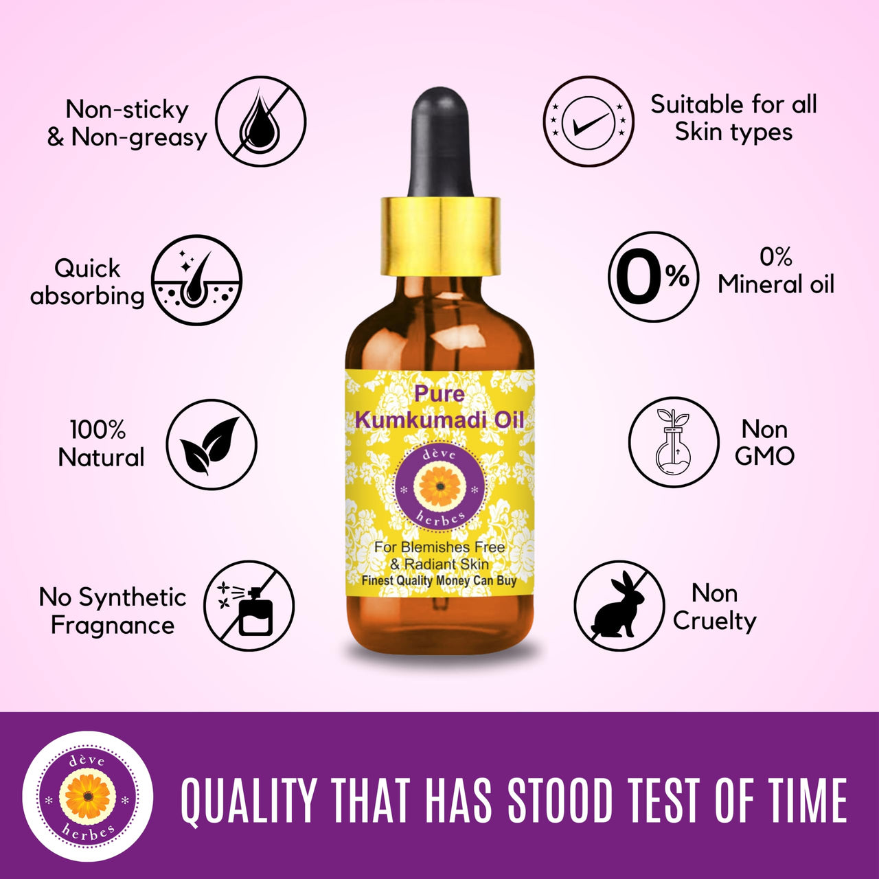 Deve Herbes Kumkumadi Face Oil (Tailam) Pure|Saffron-Rich|Non-Sticky|Non-greasy|Lightweight|Men & Women|All Skin Types|Ancient Ayurvedic Recipe 30ml
