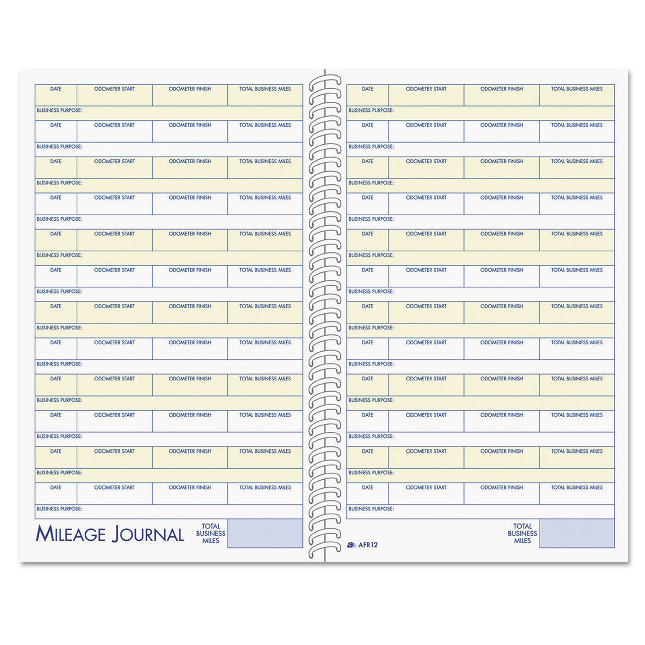 Adams ABFAFR12 Vehicle Mileage and Expense Journal, 5-1/4" x 8-1/2", Fits the Glove Box, Spiral Bound, 588 Mileage Entries, 6 Receipt Pockets,White