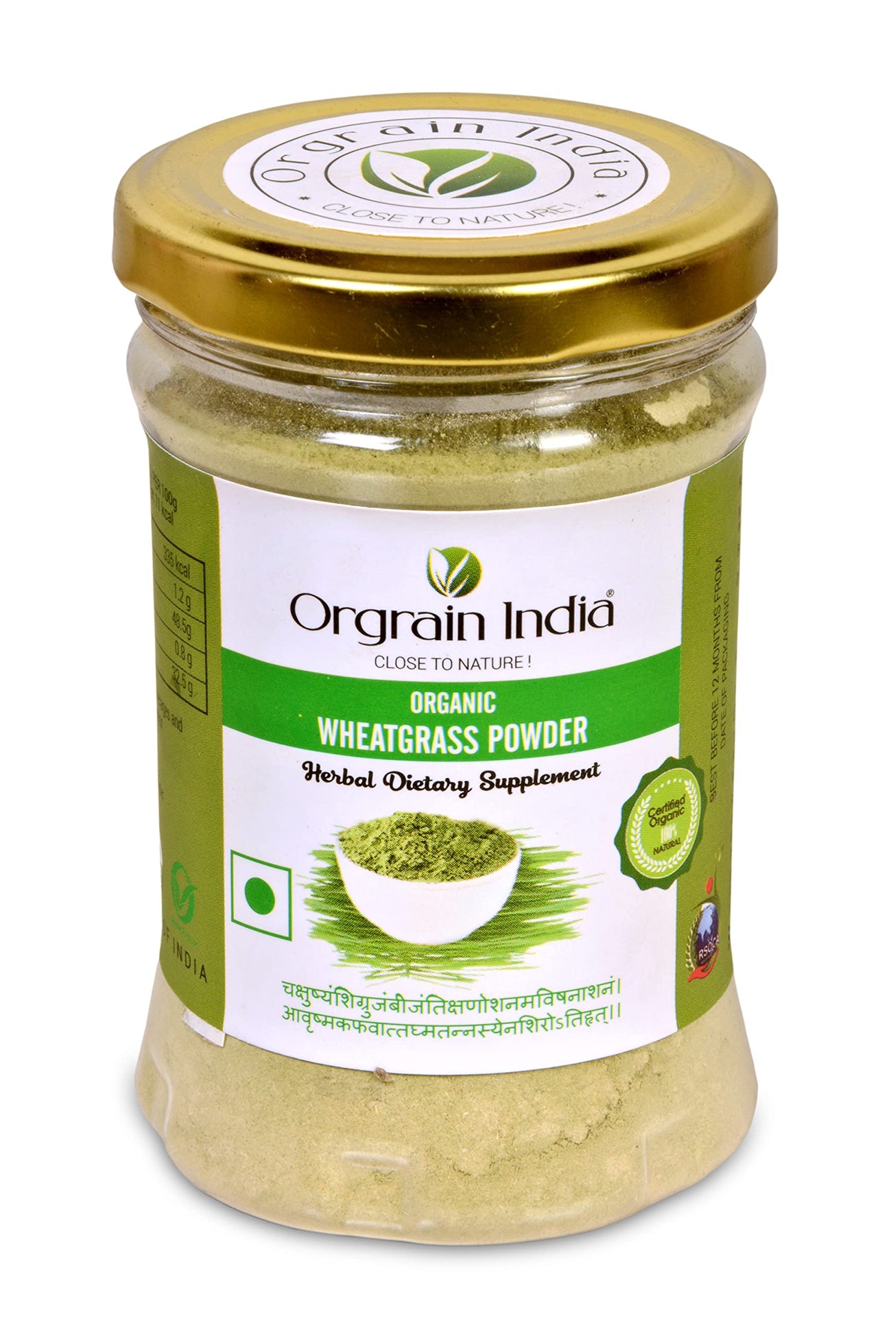 Orgrain India Organic Wheatgrass Powder 150g (Pack of 2 * 75g) | Company-Owned Farmlands