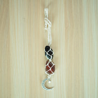 BOHO GARDEN Hanging Car Charm - Black Tourmaline & Carnelian - Dangling Moon, Healing Crystal Accessories, Rearview Mirror Decorations - Grounding, Confidence, Protection, Transformation, Joy, Energy Tourmaline-carnelian