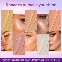 Just Herbs Born To Shine Shimmery Silver Sparkle Smooth | Portable | Moisturises & Hydrates infused with Shea Butter and Cica Single Stroke All Day Long Highlighter for Women 14g