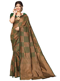 Satrani Women's Jacquard Poly Silk Saree With Unstitched Blouse Piece