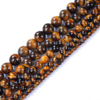 Natural Stone Beads 10mm Yellow Tiger Eye Gemstone Round Loose Beads Crystal Energy Stone Healing Power for Jewelry Making DIY,1 Strand 15