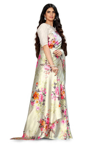 FABIAN FASHION Women's  Japan Satin Saree With Blouse Piece