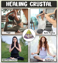 Crocon Amethyst orgone Pyramid Healing Stone orgonite Gemstone Pyramid Stones Reiki Crystal Balancing Meditation Chakra organite Gift Home Office Decor Size 3 inch app. Amethyst Stone