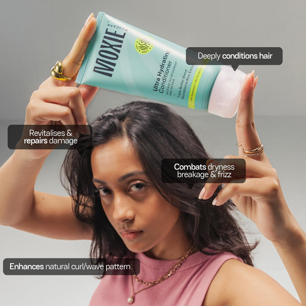 Moxie Beauty Ultra Hydrating Conditioner - Intense Nourishment with Triple Butter Blend | Repairs, Restores & Redeems Hair | Tackles Frizzy & Dry hair | For Wavy & Curly Hair | Sulphate, Paraben & Silicone Free (175 ml)