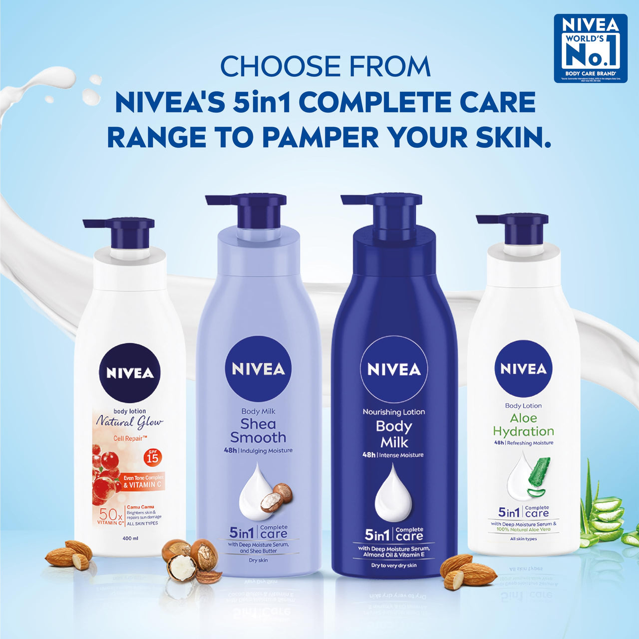 NIVEA Nourishing Body Milk 400ml Body Lotion | 48 H Moisturization | With 2X Almond Oil | Smooth and Healthy Looking Skin |For Very Dry Skin