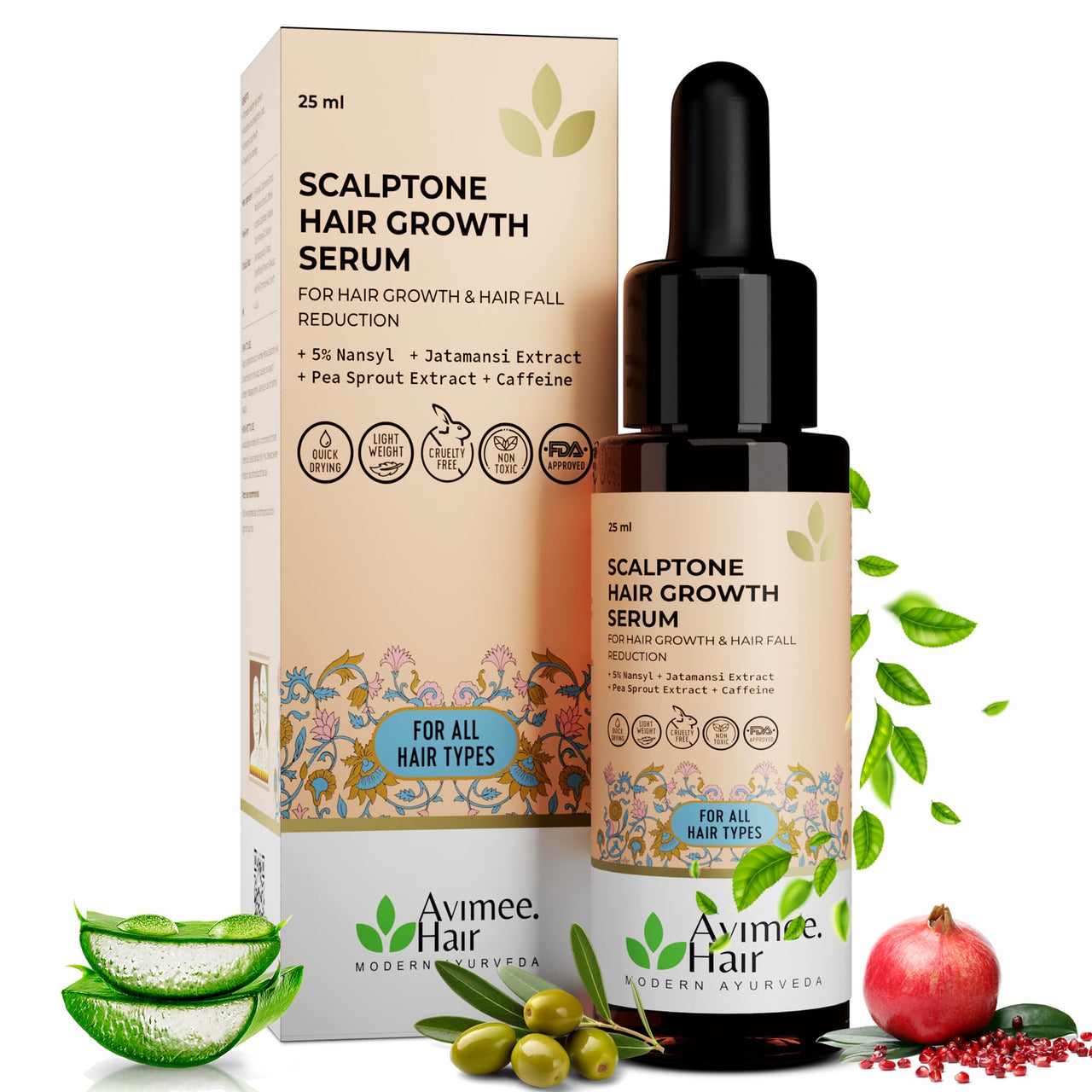 Avimee Herbal Hair Growth Super Saver Combo | Keshpallav Hair Oil (100 ml) & Scalptone Hair Growth Serum (25ml)