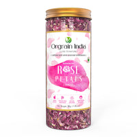 Orgrain India Pushkar Raj Pink Rose Petals 50g | Organically Grown Company-Owned Farmlands | Sun Dried Gulab Patti | Rose Tea