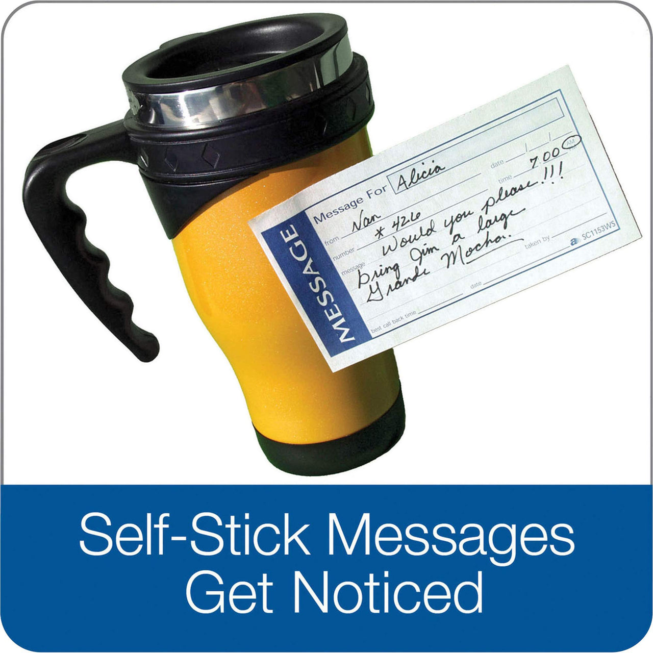 Adams Write 'N Stick Message Pad, 2-Part, Carbonless, Blue, 5-1/4" x 11", 200 Sets per Book (SC1153WS) 200 Count (Pack of 1)