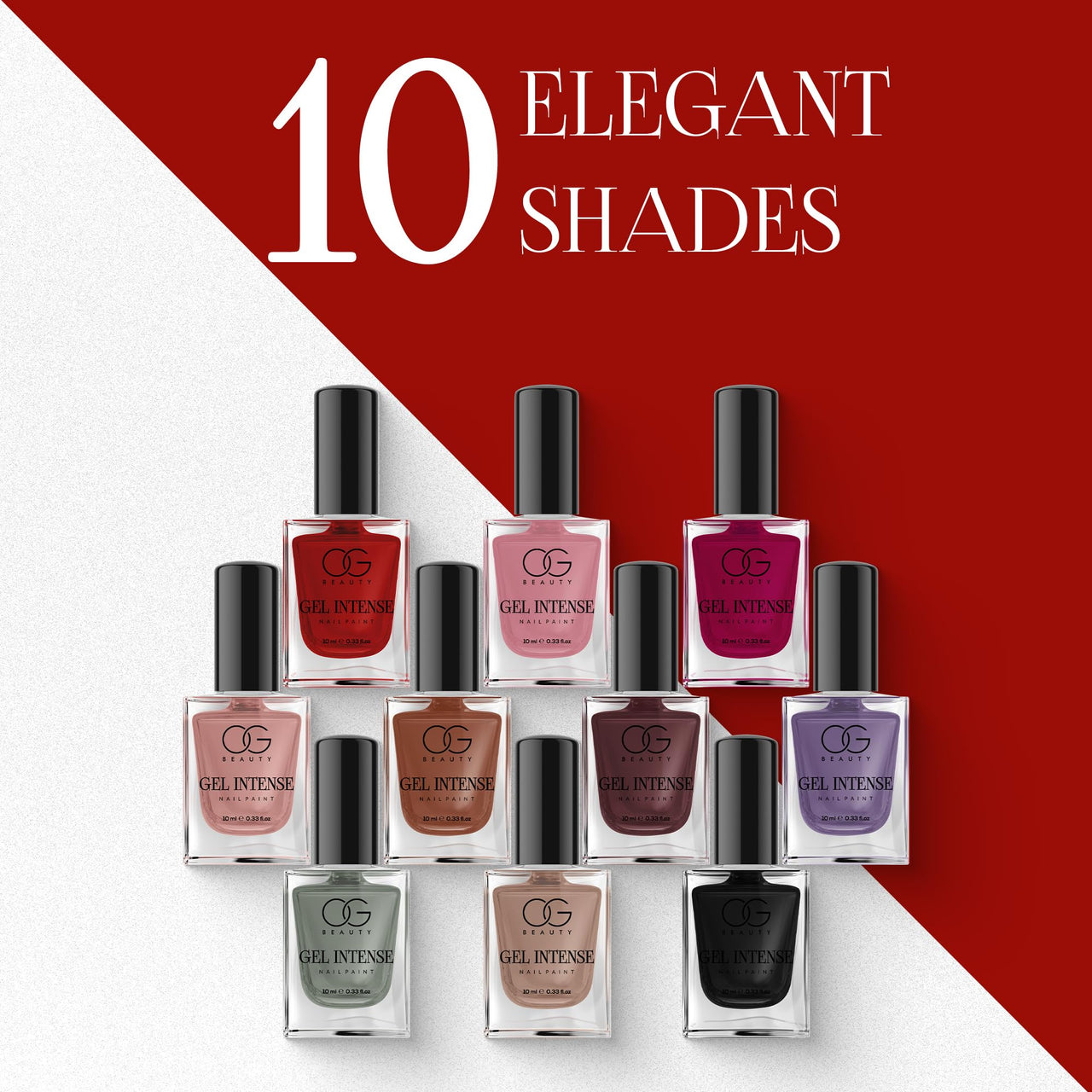 OG BEAUTY Gel Intense Nail Paint Glam Red (10 ml) | Vegan, Cruelty-Free Nail Polish | Long-Lasting, High Shine & Quick-Dry Formula | Perfect for Parties & Special Occasions