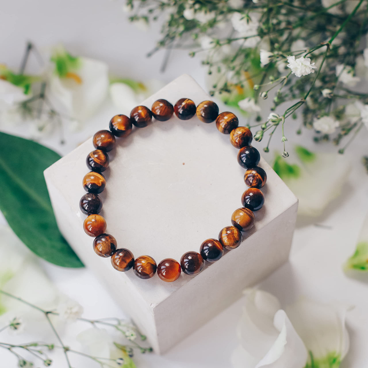 Crystal Vibe 8mm Tiger Eye Bracelet - Elastic Adjustable Crystal Bracelet for Spiritual Healing, Positive Energy – Beaded Bracelet for men women