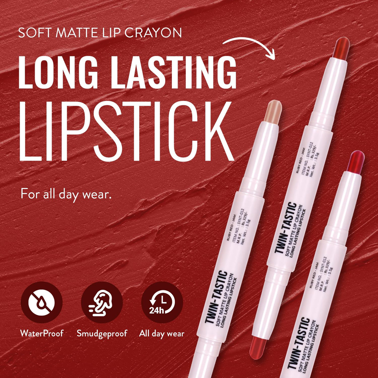 Shryoan 2-in-1 Twin-Tastic Lipstick | Soft Lip| Matte| Crayon | Long Lasting, Waterproof |Highly Pigmented Lipstick | Pack of 1 (Nudish Brown)