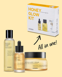 COSRX Honey Glow Kit | Facial Toner, Serum, Cream with Propolis Extract | Deep Moisture, Hydration, Nourishment | Travel Size Set, Gift Set, Korean Skincare, Not Tested on Animals