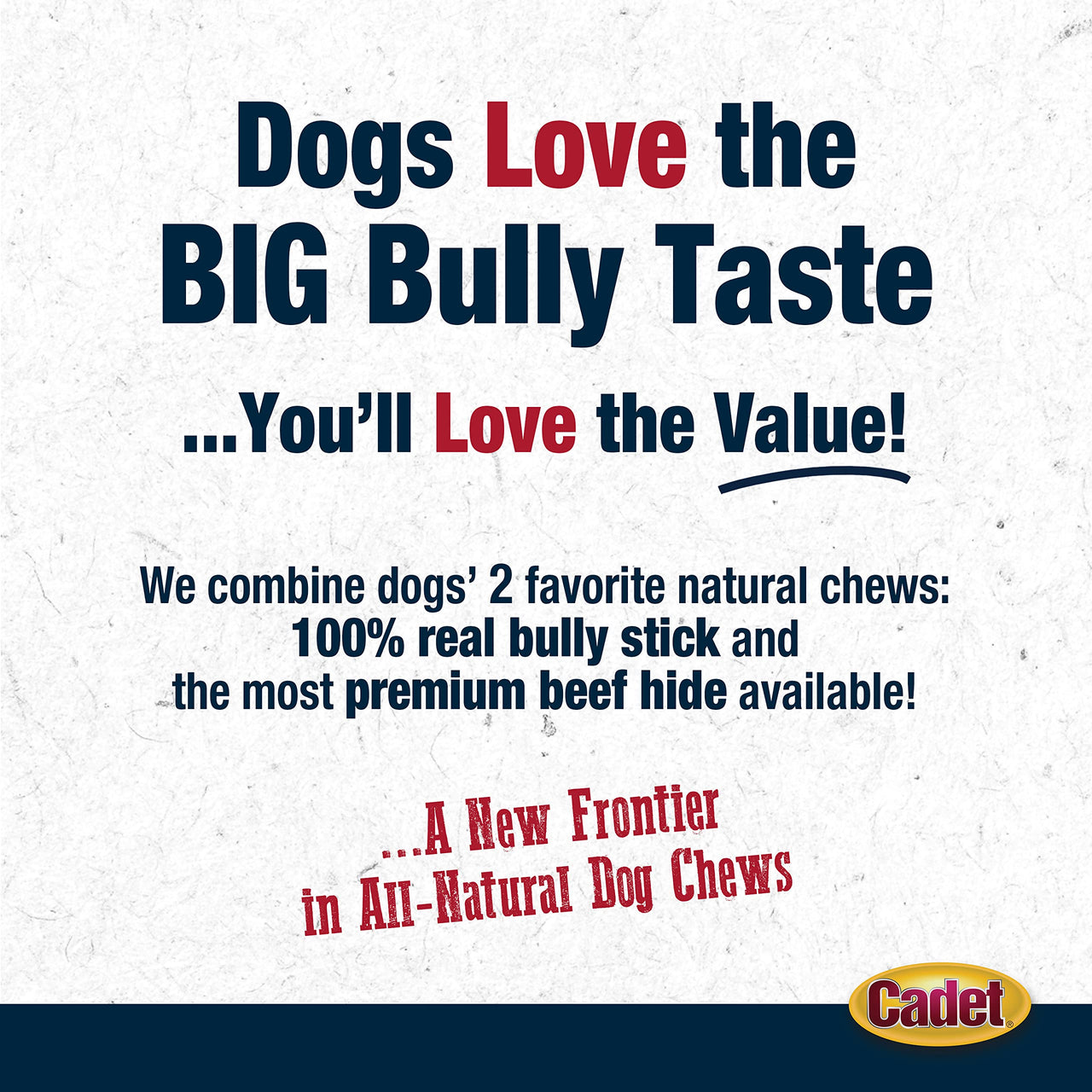 Cadet Bully Hide Sticks for Small, Medium and Large Dogs – All-Natural Beef Pizzle, High Protein, Low Fat, Long-Lasting, Grain & Rawhide-Free Dog Chews for Aggressive Chewers, Small (9 Count) Small (9 Pack)