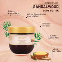 RYLLZ ESSENTIALS Sandalwood Body Butter | with Shea Butter, Cocoa Butter, Mango Butter, Niacinamide & Jojoba Oil | for 48Hrs Moisturisation, Stretch Marks, Dry/Itchy Skin & Uneven Skin Tone | 200 ml