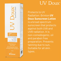Brinton UvDoux Sunscreen Lotion with SPF 30 in Oil Free Formula| Light Weight & Non Greasy Sunscreen|Protection against UVA/UVB Rays| For All Skin Types- 50 ML x Pack of 2