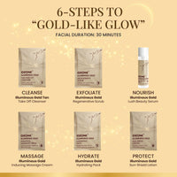 Ozone Illuminous Gold Facial Kit For Men & Women | Ideal For All Skin Type | 6 Easy Step Facial Kit For Natural Golden Glow, Radiant & Luminous Skin (Pack of 2)