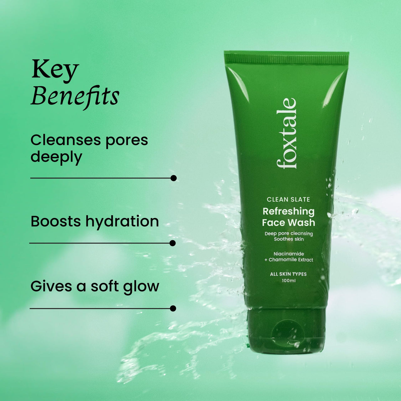 Foxtale - (Pack of 2) Refreshing Face Wash | with Niacinamide and Vitamin E Brightening | hydrating | oil control face wash | Suitable for all skin types | Men and Women - 100ml