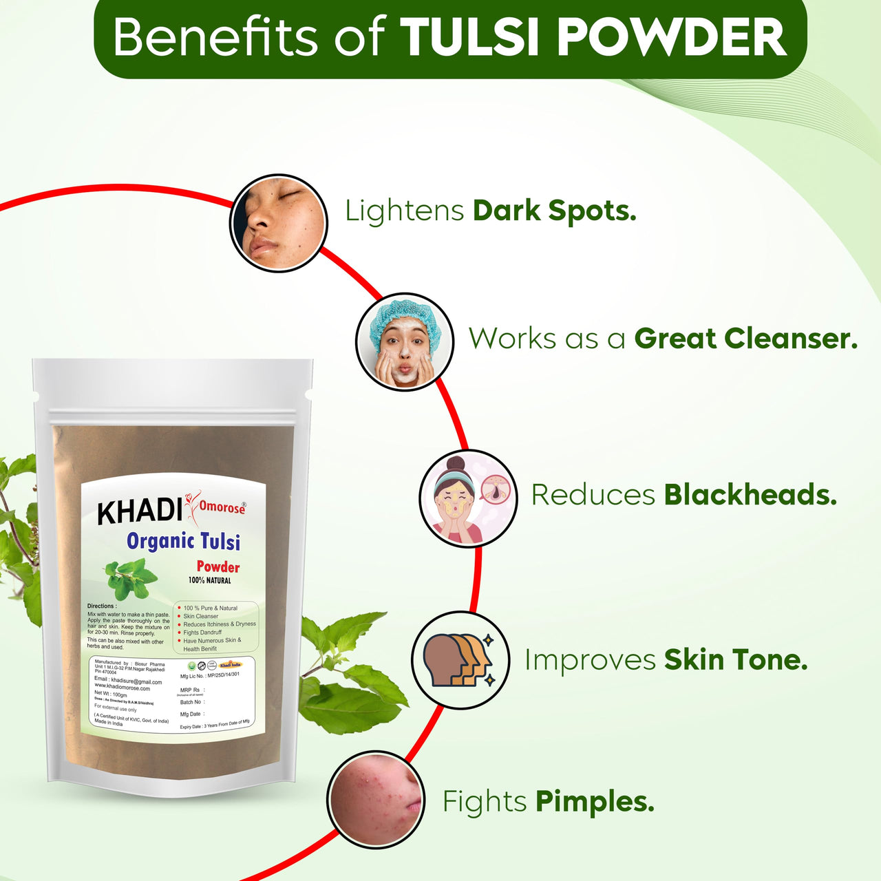 Khadi Omorose Tulsi (Basil) leaf Powder