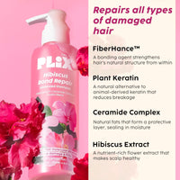 PLIX - THE PLANT FIX - Hibiscus Bond Repair Shampoo (200ml) + Conditioner (175ml) | Repairs Molecular Structure & Reduces Breakage | FiberHance™ & TechnoHYAL Hair Complex