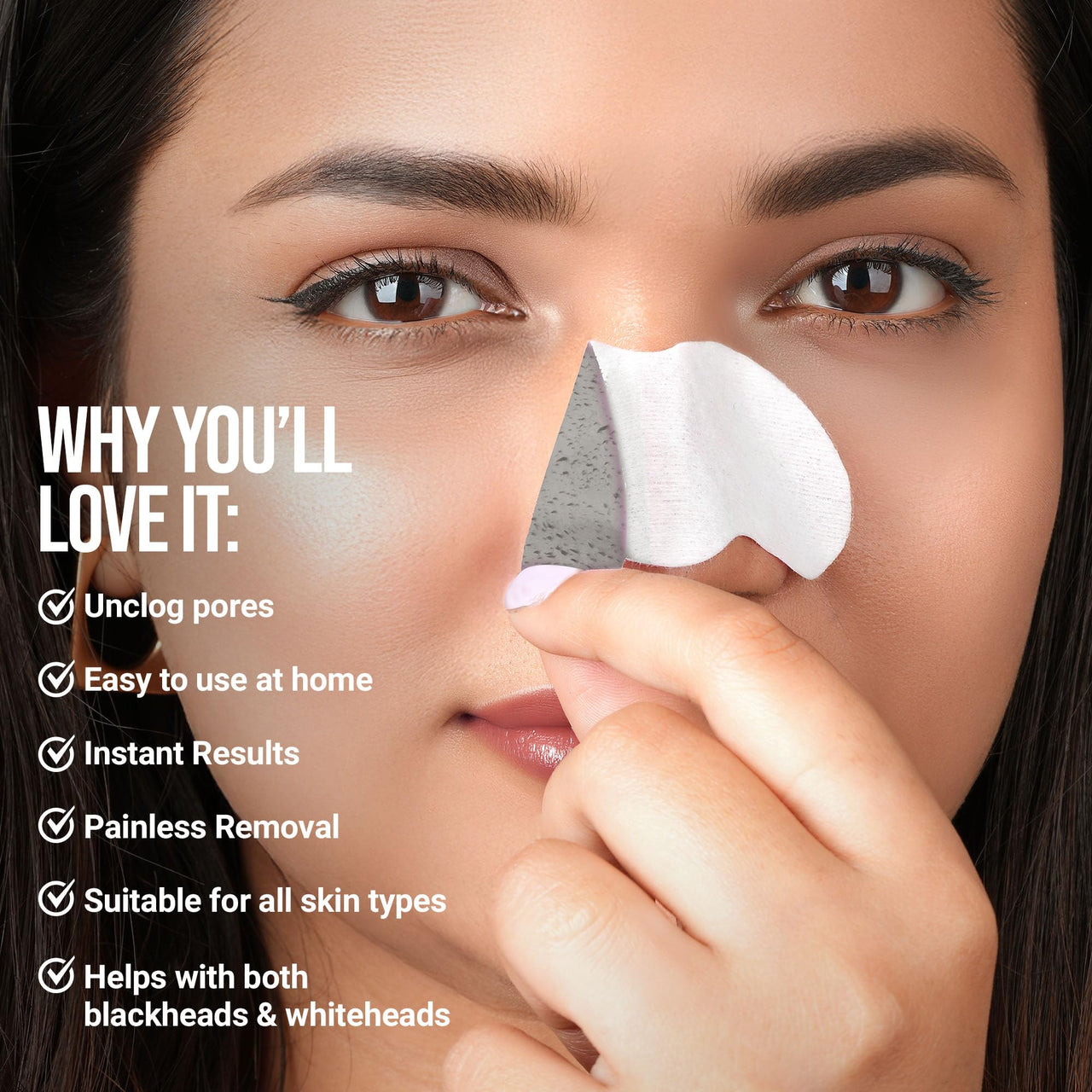 Hilary Rhoda Deep Cleanse Nose Strips | Instant Removal | Removes Blackheads & Whiteheads | Deep Cleanses Skin & Removes Dirt & Oil | 10 Strips (Charcoal - Shade 01)